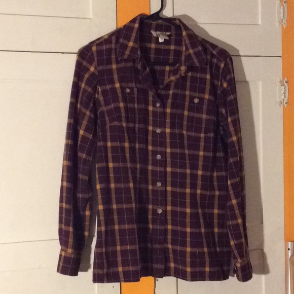 Duluth Trading Co Tops - Duluth Burgundy Gold Plaid Long sleeve top